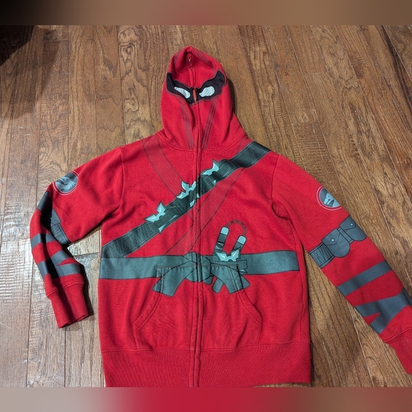 Peepin And Creepin Red Ninja Full face mask hoodie! Youth Size large 14 - Picture 2 of 7